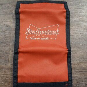 Vintage Budweiser Logo Nylon Wallet Red Tri-Fold Hook & Loop Closure Beer Promo